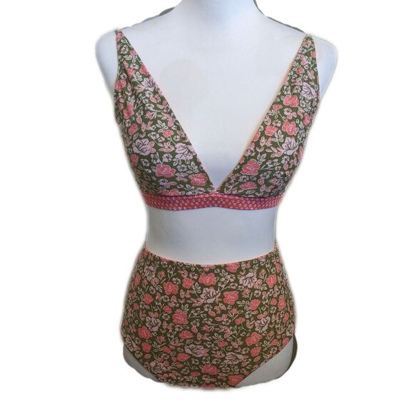 Cabana Life Jetties Beach Reversible triangle bikini top & high waist bottom S - Picture 4 of 12